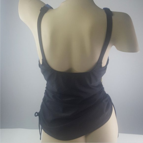 Christina Tankini Top Women's swimsuit black floral pattern wired sz 8D - Picture 3 of 11